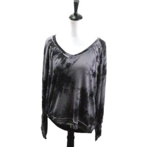 Mudd Gray/Black Tie Dye Kris Cross Accent Long Sleeve Top Size XL
